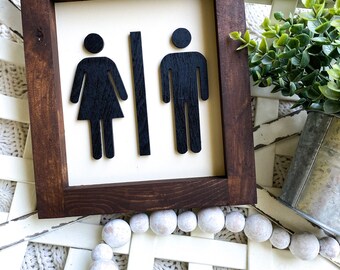 Bathroom Sign | men women bathroom sign | humor bathroom sign | wood bathroom sign | guest bathroom sign | farmhouse bathroom sign