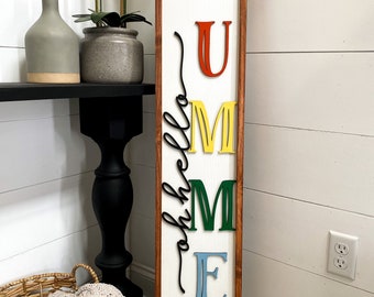 Oh Hello Summer Sign | 3D Wooden Sign | Summer Wood Sign | Summer Porch Decor | Summer Porch Leaner | Summer Sign | Oh Hello Sign