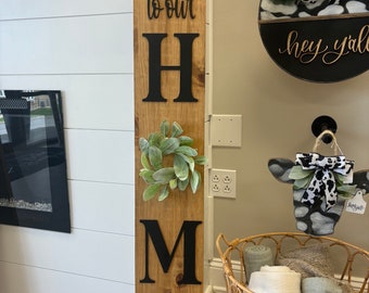 Welcome To Our Home | Welcome Sign | 3D Wood Sign | Spring Porch Sign | Welcome Porch Sign | 4ft Porch Sign | Outdoor Porch Signs