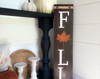 3D Fall Leaf Porch Sign: Rustic Autumn Wood Decor