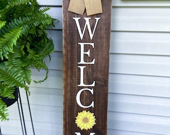 Welcome Sign | Welcome Porch Sign | Welcome Sign | Sunflower Sign | Welcome Porch Board | Wooden 3D Sign | Porch Decor | Sunflower Decor