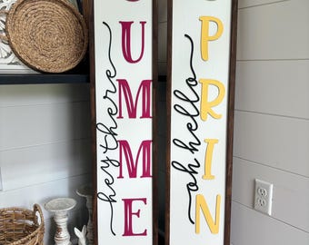 Oh Hello Spring Sign | Hey There Summer | Double Sided Sign | Spring Porch Decor | Spring Porch Leaner | Spring Sign | Spring Decor