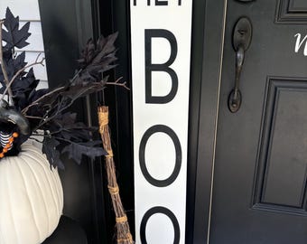 Hey Boo Halloween Porch Sign: 3D Wood October Decor