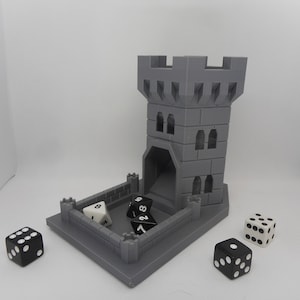 Dice Tower With Tray | Castle Dice Roller | Dungeons and Dragons | Tabletop Games | Gift for Geeks Nerds DMs Gamers | 3D Printed