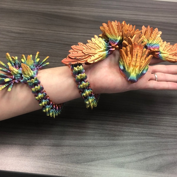 2 Feet Long Articulated Feather Dragon | Fidget Toy | Fantasy decoration | Gift for DnD players and DM
