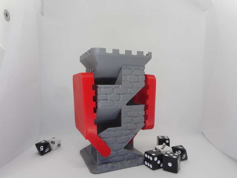 Dice Tower With 2 Folding Tray Castle Dice Roller Dungeons Etsy