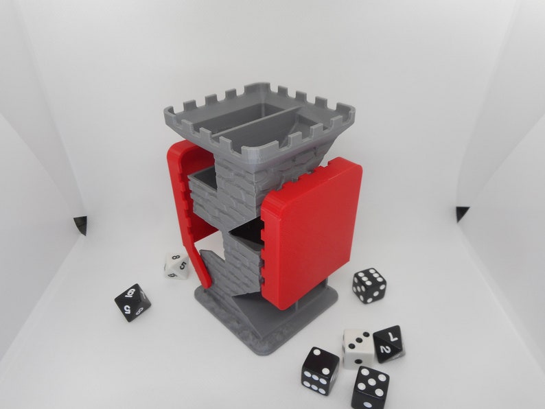 Dice Tower With 2 Folding Tray Castle Dice Roller Dungeons Etsy