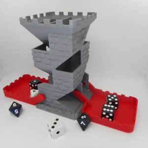 Dice Tower With 2 Folding Tray | Castle Dice Roller | Dungeons and Dragons | Tabletop Games | Gift for Geeks Nerds DMs Gamers | 3D Printed