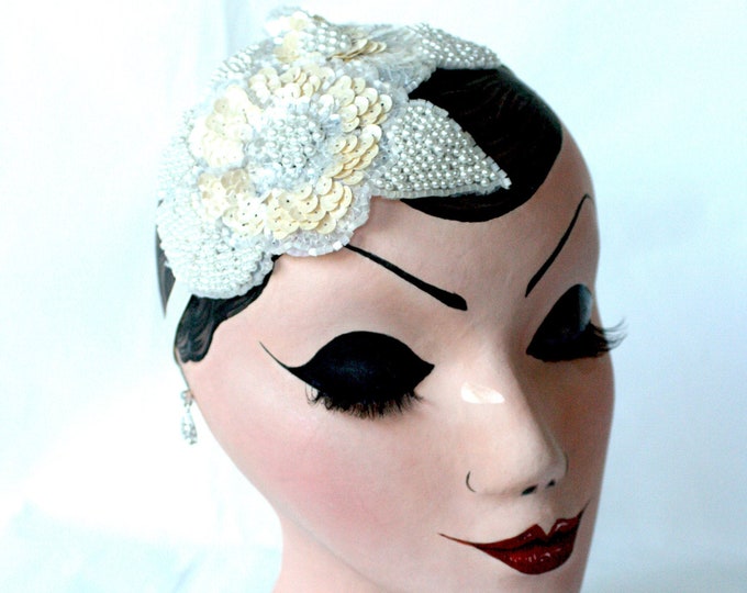 Floral Design, Vintage style Sequin and Pearl Hairband in a 1920s style