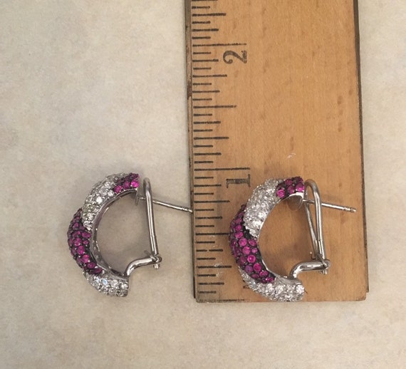 Faux Ruby Diamond Twist Earrings - image 6