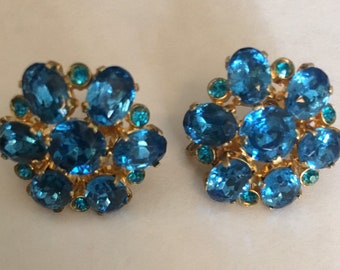 Czech Brilliant Blue Strass Paste Earrings