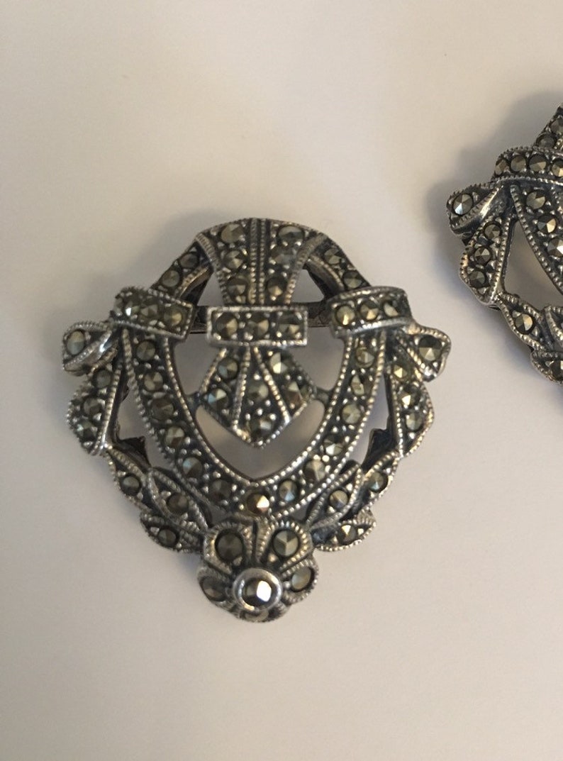 Vintage Marcasite Shield Earrings