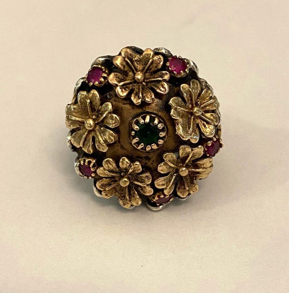 Two Tone Fabulous Flower Ring - image 2