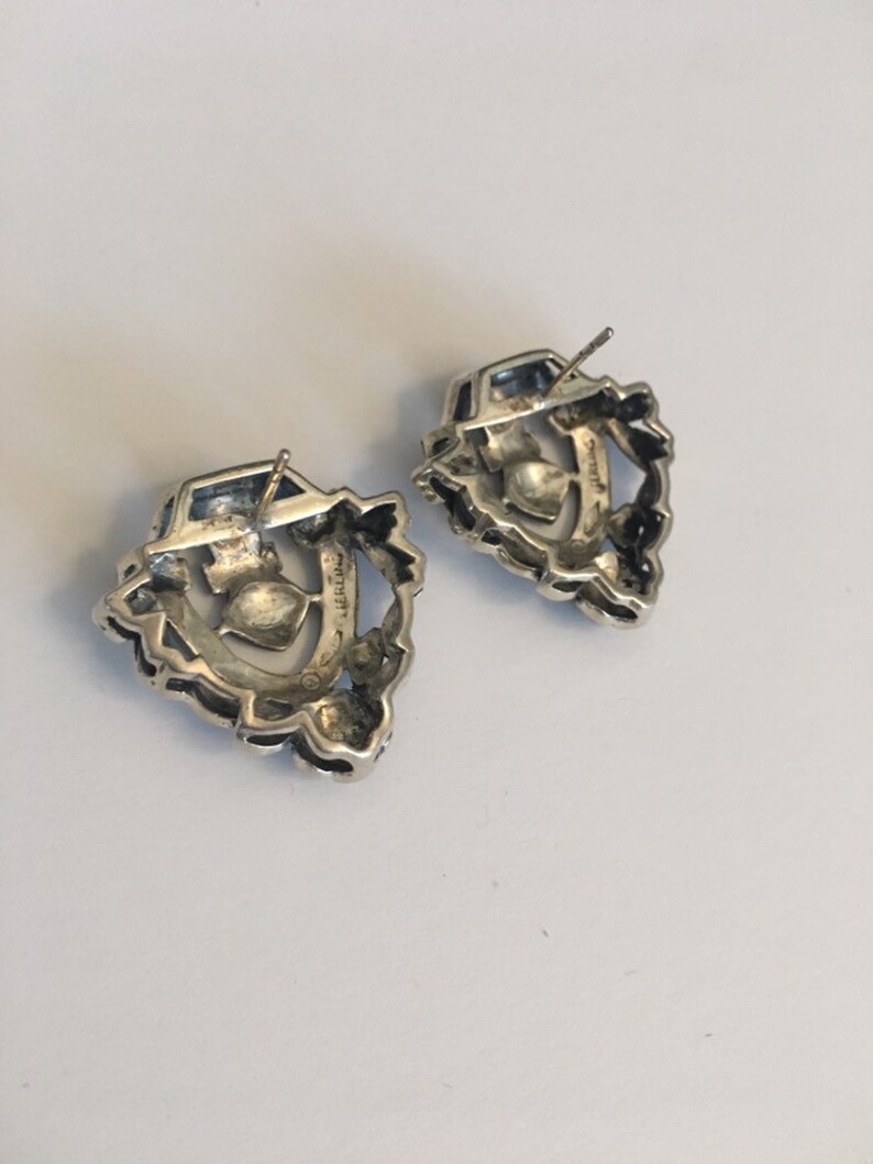 Vintage Marcasite Shield Earrings