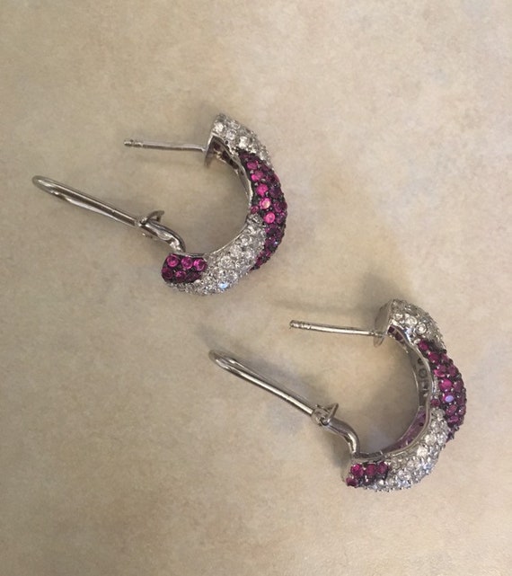 Faux Ruby Diamond Twist Earrings - image 5