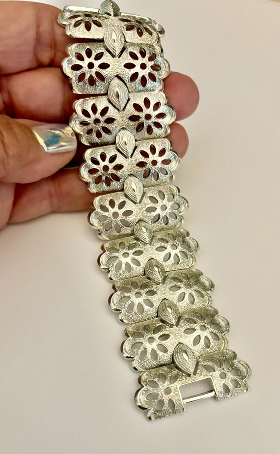 Coro Wide Silver Panel Bracelet - image 2