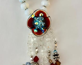 Hand Crafted Glass Artisan Necklace Sterling Silver