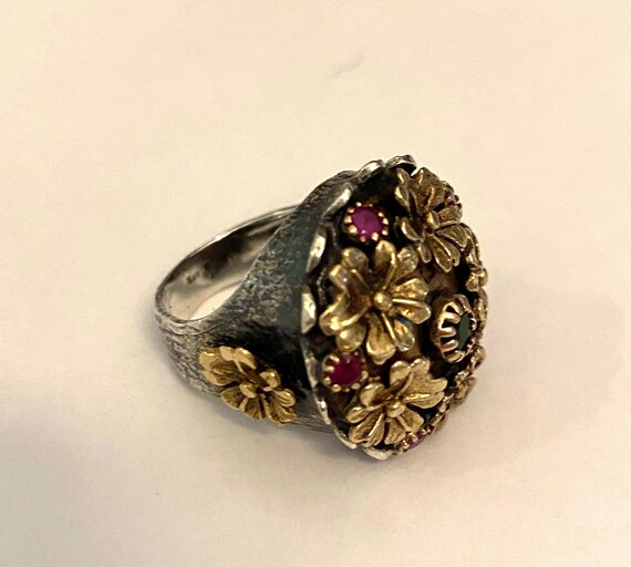 Two Tone Fabulous Flower Ring - image 3
