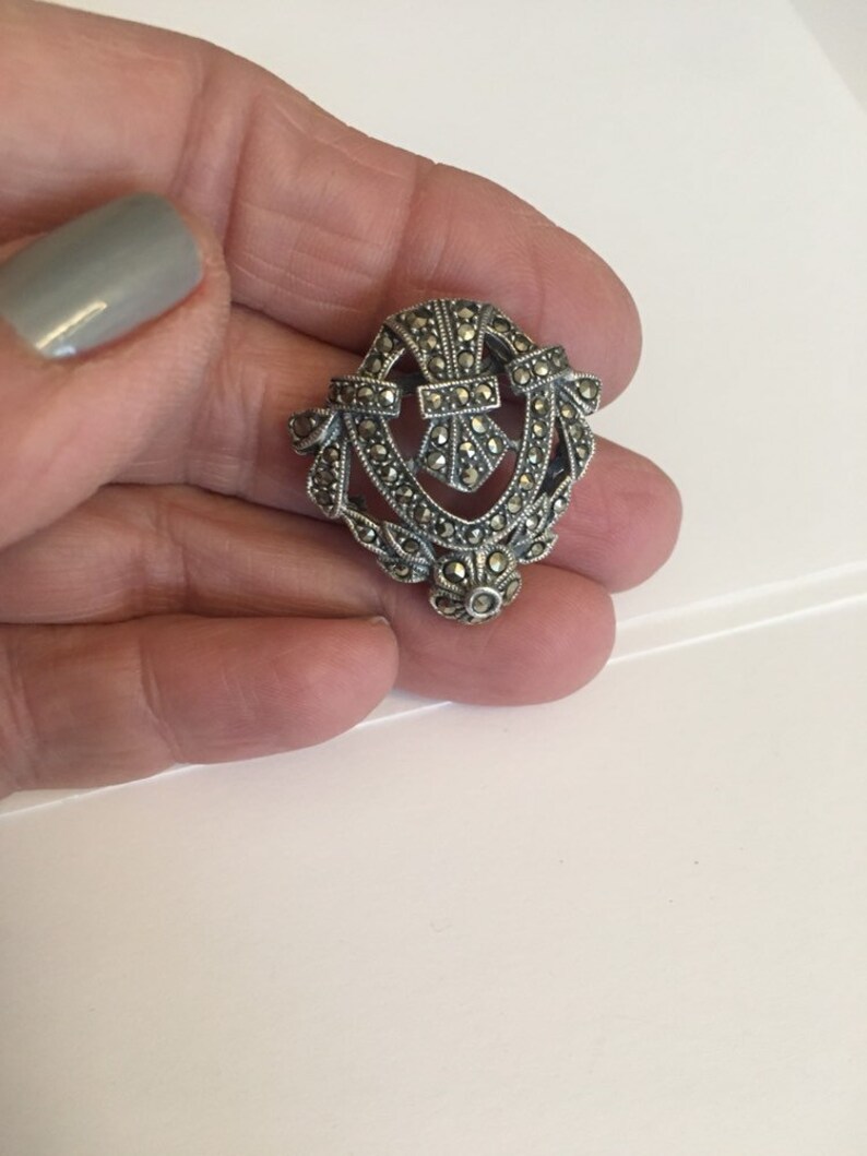 Vintage Marcasite Shield Earrings