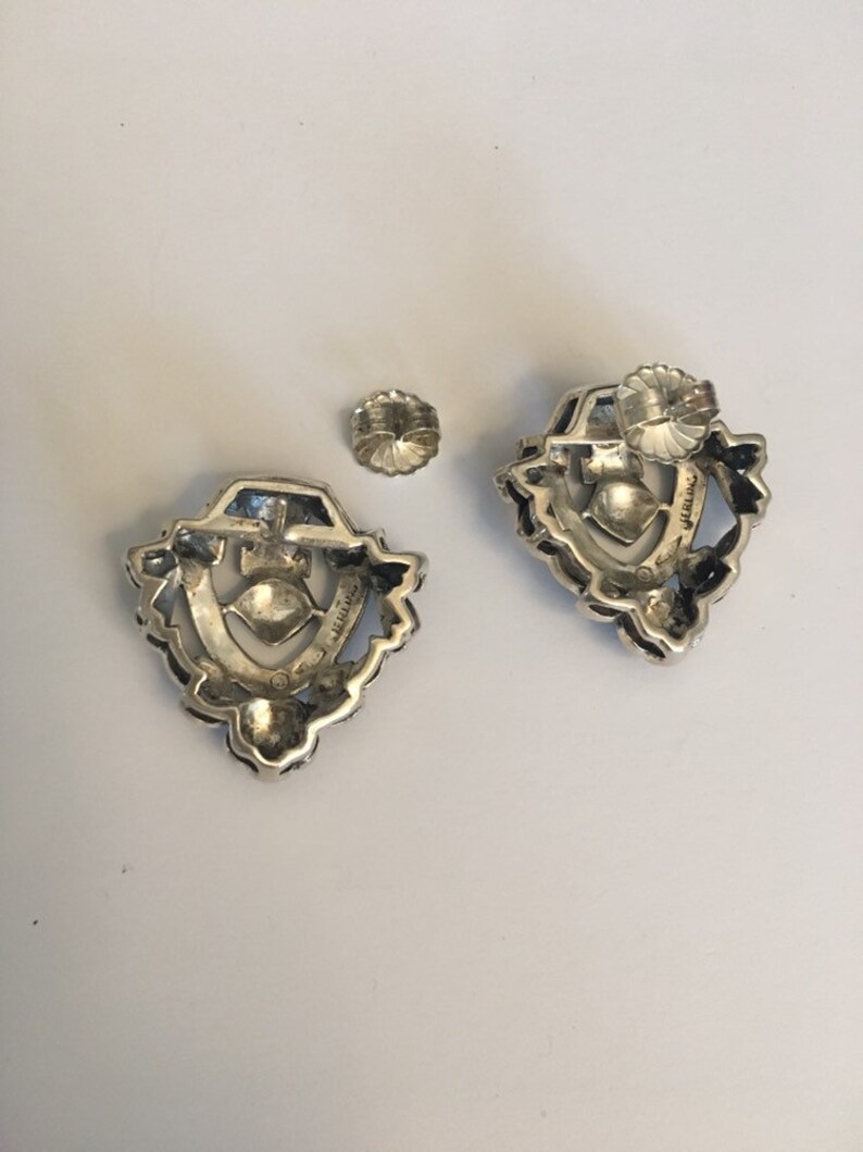 Vintage Marcasite Shield Earrings
