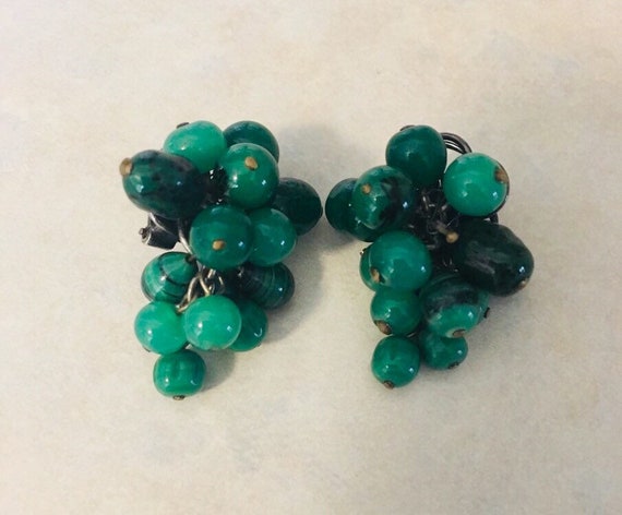 Gorgeous Louis Rousselet Vintage Glass Cluster Ear