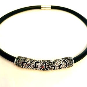 Dramatic Black and White CZ Choker
