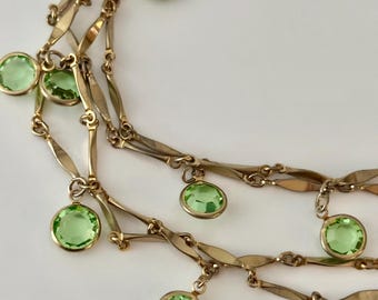 Vintage Sautoir Faux Peridot 54 Inches