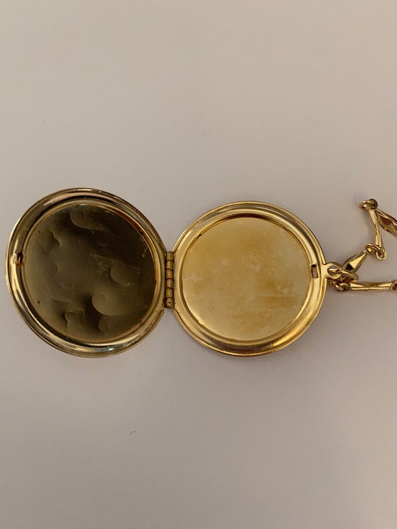 Round Engraved Locket on Bar Link Chain - image 5