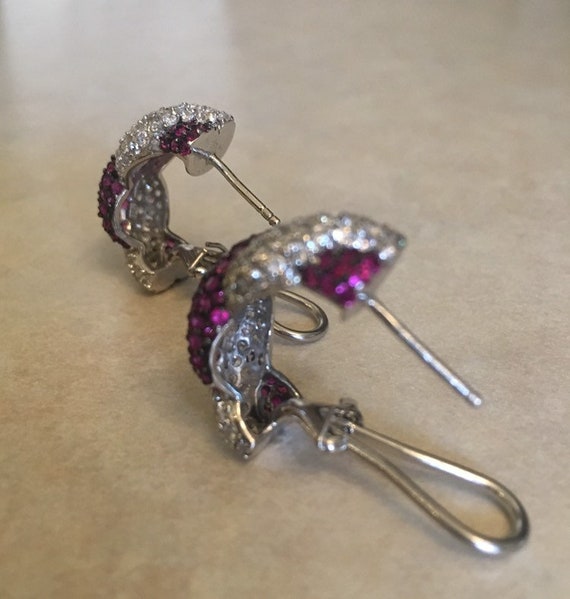 Faux Ruby Diamond Twist Earrings - image 3