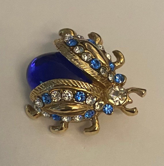 Adorable Blue Rhinestone Bug Bee Scatter Pin