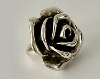 Huge Sterling Rose Ring