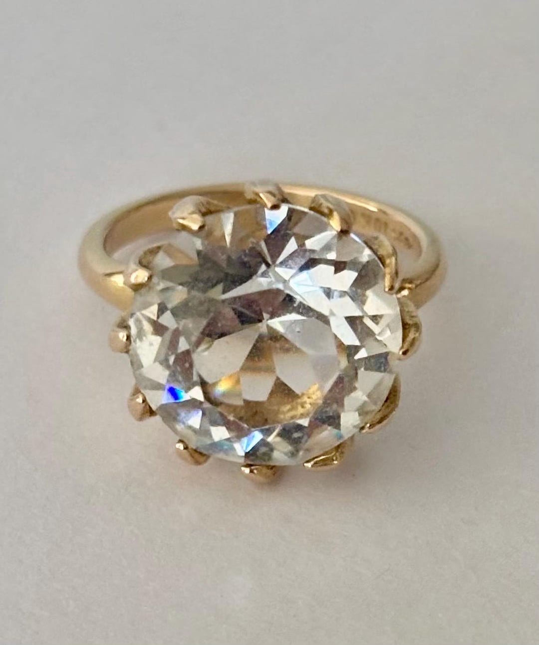 Rare Rings With Rocks Vtg Retro MCM Brilliant Cut Rock Crystal Ring Gold Filled - Etsy