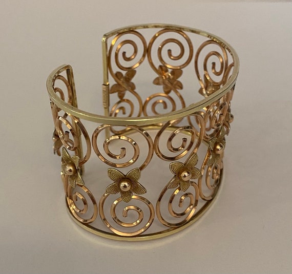 Rose Gold Scroll Wide Cuff Bracelet Krementz - image 3