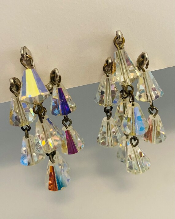 Antique Amazing AB Crystal Waterfall Earrings