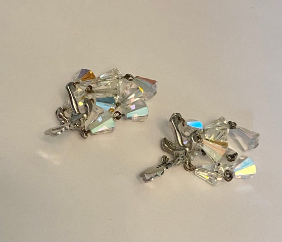 Antique Amazing AB Crystal Waterfall Earrings - image 5