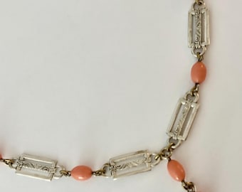 Art Deco Faux Coral Drop Necklace