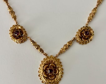 Art Nouveau Czech Amethyst Crystal Ornate Necklace