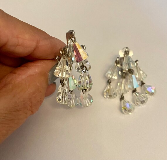 Antique Amazing AB Crystal Waterfall Earrings - image 6