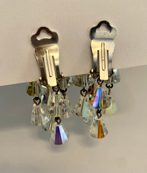 Antique Amazing AB Crystal Waterfall Earrings - image 7
