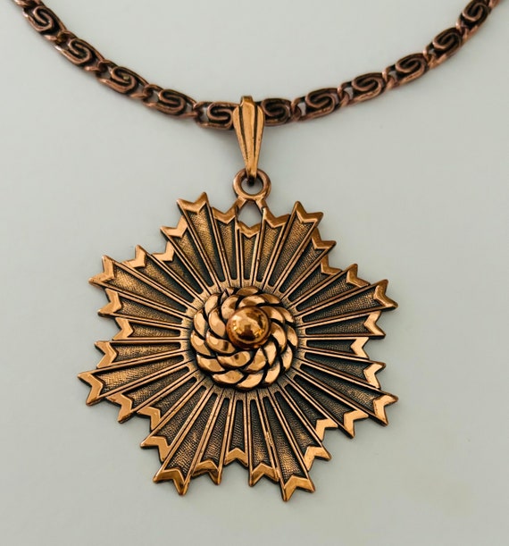 Mid Century Starburst Copper Pendant
