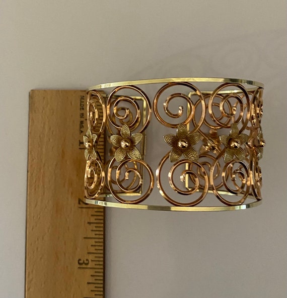 Rose Gold Scroll Wide Cuff Bracelet Krementz - image 7