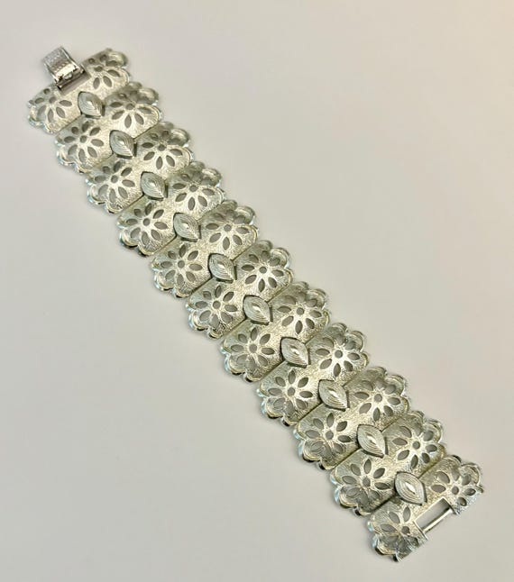 Coro Wide Silver Panel Bracelet - image 1