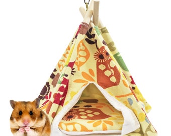 Teepee Tent - Fun & Unique Cage Accessory -  Sugar Gliders, Flying Squirrels, Marmosets, Hamsters, Mice, Gerbils, Degus, Birds