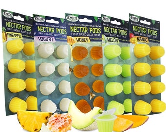 Nectar Pods - Fruit Jelly Treat - Healthy & Unique Pet Treat for Sugar Glider, Parrot, Bird, Gecko, Marmoset, Squirrel, Hamster