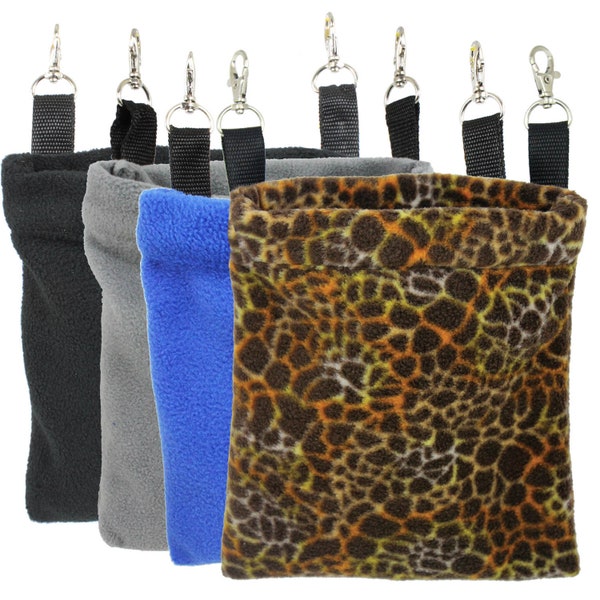 Variety Economy Nest Pouches for Sugar Gliders - Cozy Polar Fleece with Durable Metal Clips - Unique Colors & Patterns