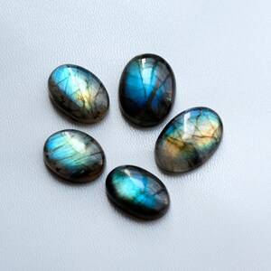 90Cts Wholesale Lot Beautiful 5Pcs Natural Blue Labradorite Cabochon Lot AAA Quality Oval Shape Full Blue Flashy Labradorite Gemstone