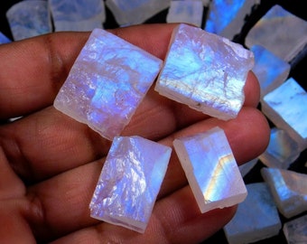 AAA Quality Rainbow Moonstone Rough Lot, Unpolished Rainbow Moonstone Slab, Designer Moonstone Slice, Natural Raw, Crystal For Jewellery Use