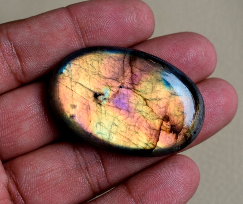 Multi Flashy Labradorite Cabochon Labradorite Loose Gemstone Big Size 45*30*9mm Weight 101 Cts Multifire Oval Shape Labradorite Gemstone