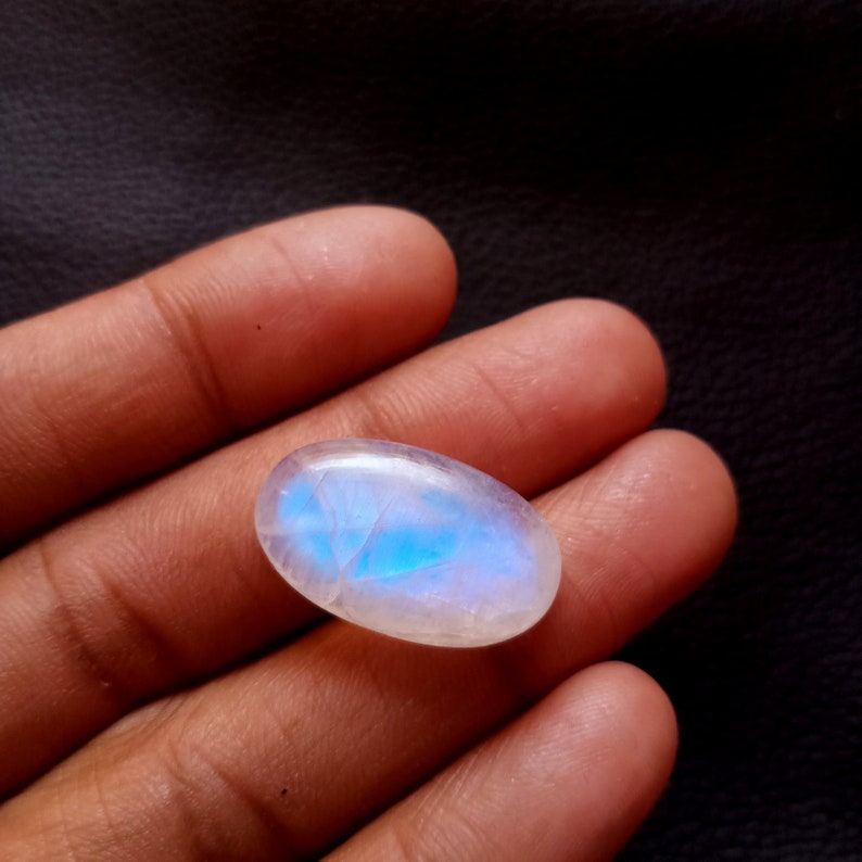 Pendant Jewellery Making Oval Shape 25*15*8mm 25Cts Blue Flashy Rainbow Moonstone Loose Gemstone AAA Quality Natural Rainbow Moonstone