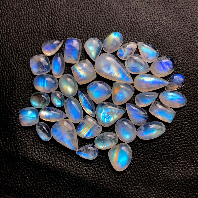 3-5 Pcs Rainbow Moonstone Cabochon Lot Mix Shape Rainbow Moonstone Loose Gemstone Lot Designer Cabochon Moonstone Wholesale Lot 100Cts